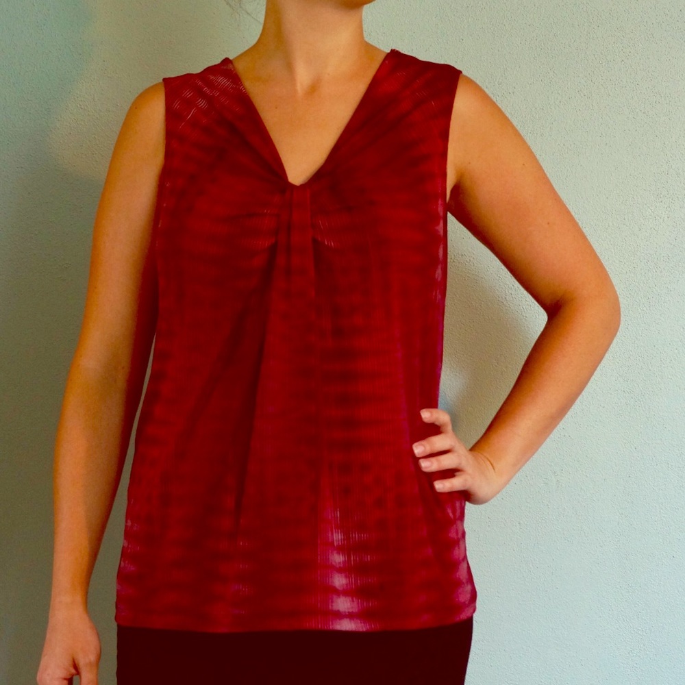 Red sleeveless top